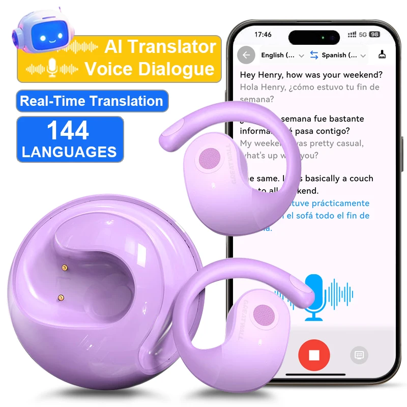 AI Real-Time Translation Wireless Bluetooth Earphones Supporting over 100 Voice