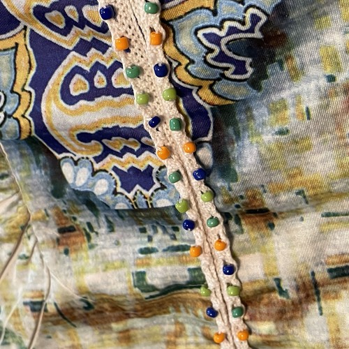 World Unity Top Women's Sz 1X Paisley Short Sleeve Beaded Boho Gypsy Colorful - Picture 7 of 11