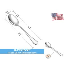 Dinner Spoon Set,16 Pcs 7.3" Tablespoons, Food Grade Stainless Steel Spoons,D...