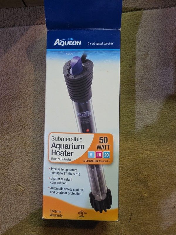 Aqueon Submersible Aquarium Heater, 50 Watt, Heats Up to 20 Gal.  