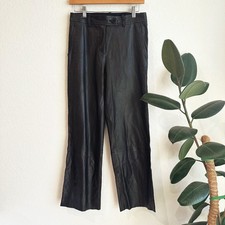 Helmut Lang Lamb Leather Straight Leg High Rise Pants Size 2 Black Minimalist