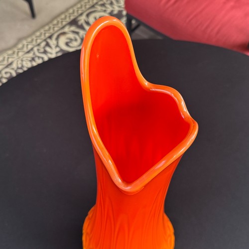 Vintage LE Smith Bittersweet Orange Swung Vase 21.5" Thousand Eye MCM - Picture 17 of 22