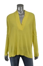 Polo Ralph Lauren Blue Label Yellow Cashmere V-Neck Tunic Sweater New $398