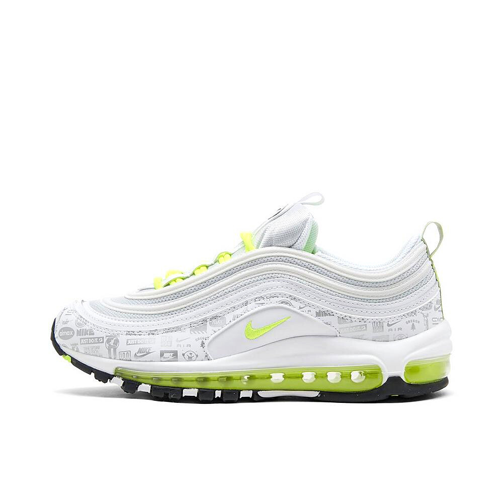 Кроссовки для больших детей Nike Air Max 97 White/Volt-Black-Чистая платина (921522 108)