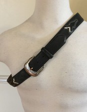 Tony Lama Belt 40 Waist Men 40723 Chrome Color Hardware Black Leather -wear
