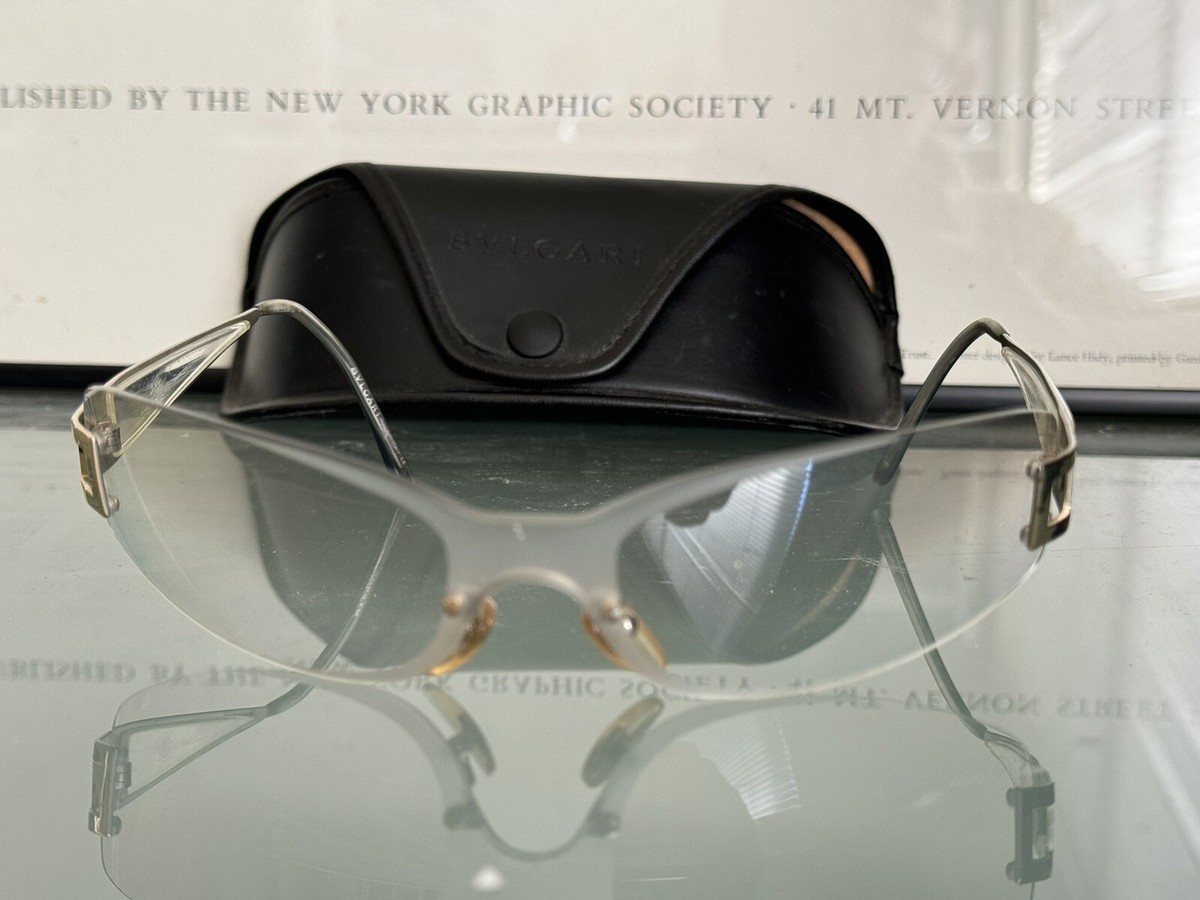 Bvlgari Sunglasses 521 109/61 Silver Gold Square Frames with Gray