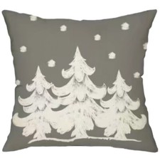 Winter Trees GRAY  White Christmas Throw Pillow Covers Winter Holiday Decor