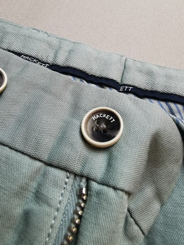 HACKETT Men's UK 38R Kensington Slim Linen Blend Chinos (NEW) In Pistachio Green - Picture 9 of 19