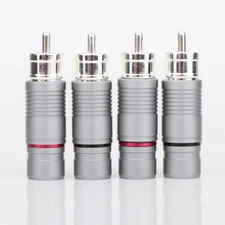 4pcs Pure Copper with Silver Plated RCA Connector Plug for Hi-Fi Audio Cable DIY