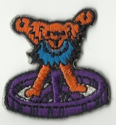 GRATEFUL DEAD dancing bear/orange MINI SHAPED - EMBROIDERED - IRON/SEW ON PATCH