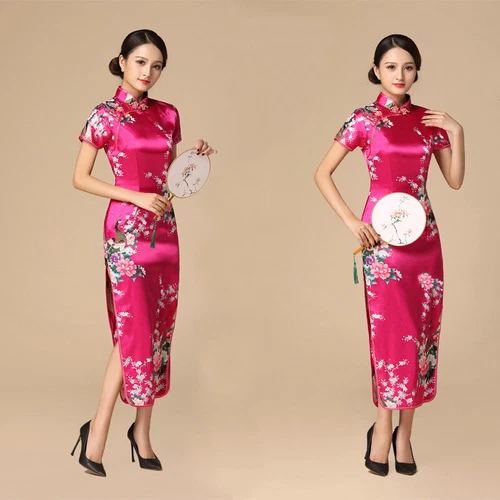 Chinese Women's Silk Satin Evening Dress Ball Long Cheongsam Traditional Qipao - Picture 21 of 29