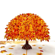 Pop Up Greeting Card Japanese Maple Orange Dream Autumn Card Thank You Birthday