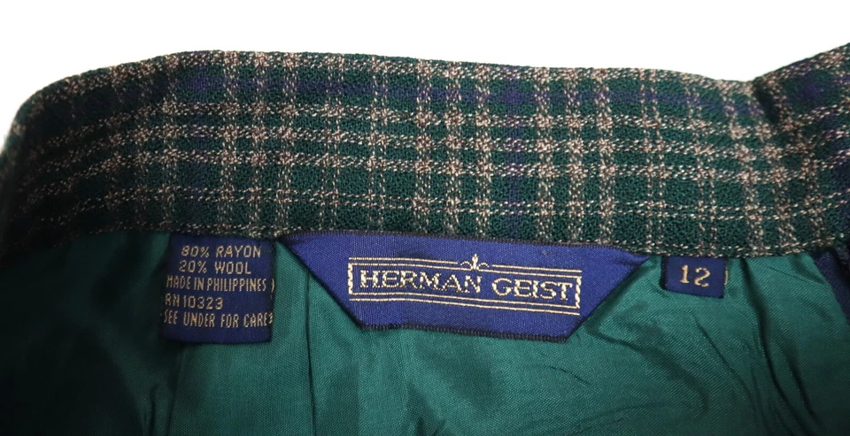 HERMAN GIST - FALDA LÁPIZ MEDIA A CUADROS VERDE MUJER - TALLA 12 Foto 2 de 4