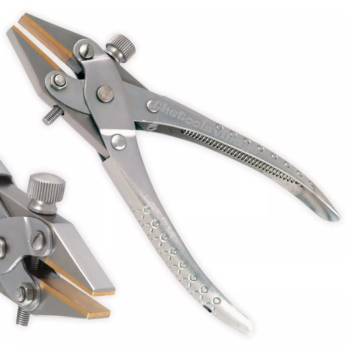 Parallel Action Flat Nose Adjustable Pliers With Brass Inserts