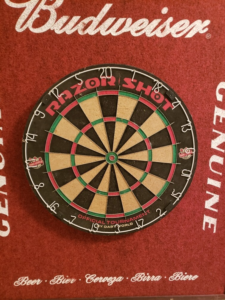 Vintage Budweiser Beer Dart Board & Mounting Board Man Cave