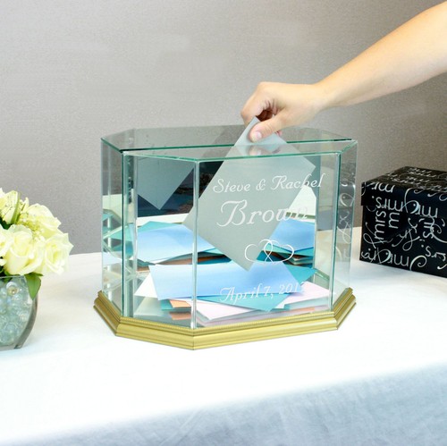 Personalisierte Glas Hochzeitskartenbox Geldkartenbox - kostenlose Gravur - Bild 11 von 14