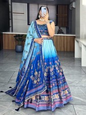 Launching New Art Silk Blue Lehenga Choli And Chinnon Dupatta For Reception Wear