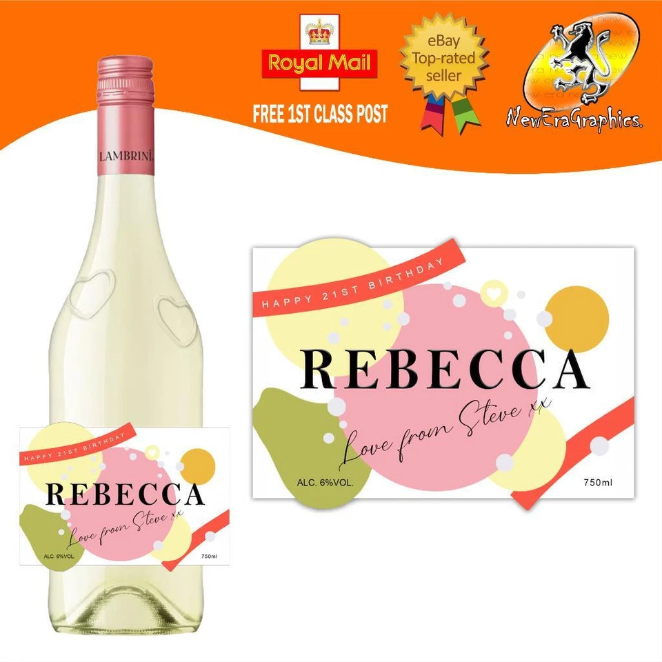 PERSONALISED LAMBRINI SPARKLING PERRY BOTTLE LABEL BIRTHDAY ANY OCCASION GIFT