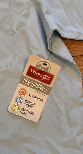 NWT Wrangler Men’s Outdoor Short Sleeve Fishing Shirt with UPF 30+ Size XL Blue - Picture 3 of 8