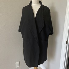 Elizabeth Susann Coat Jacket Sz Osm Heavy Cotton Kimono Black Sewn By Kari Usa