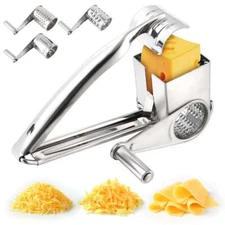 Stainless Steel Hand-Cranked Rotary Cheese Grater Ginger Shredder Kitchen Tool