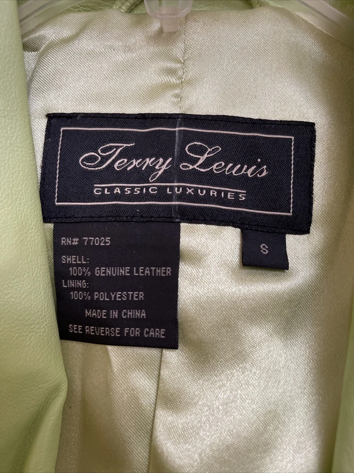 Chaqueta de cuero Terry Lewis Classic Luxuries verde talla S Foto 2 de 4