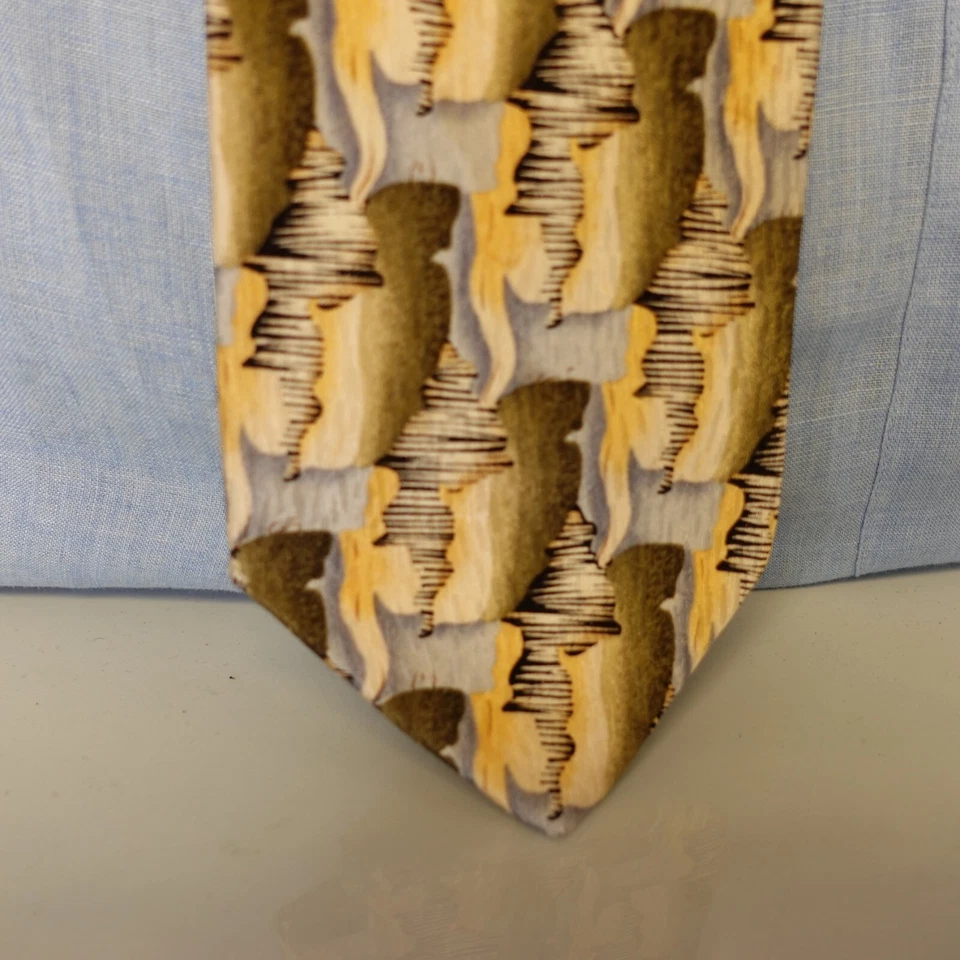Neck Tie Men Yellow Abstract Silk Woven Suit COCKTAIL COLLECTION Wine STONEHENGE - Image 2 of 4