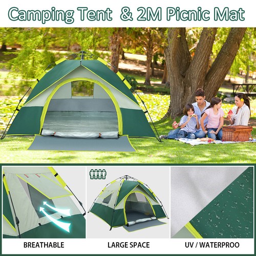 Familienzelt 4 Personen Pop Up Zelt Wurfzelt Festival Zelt Camping Trekkingzelt - Bild 2 von 14