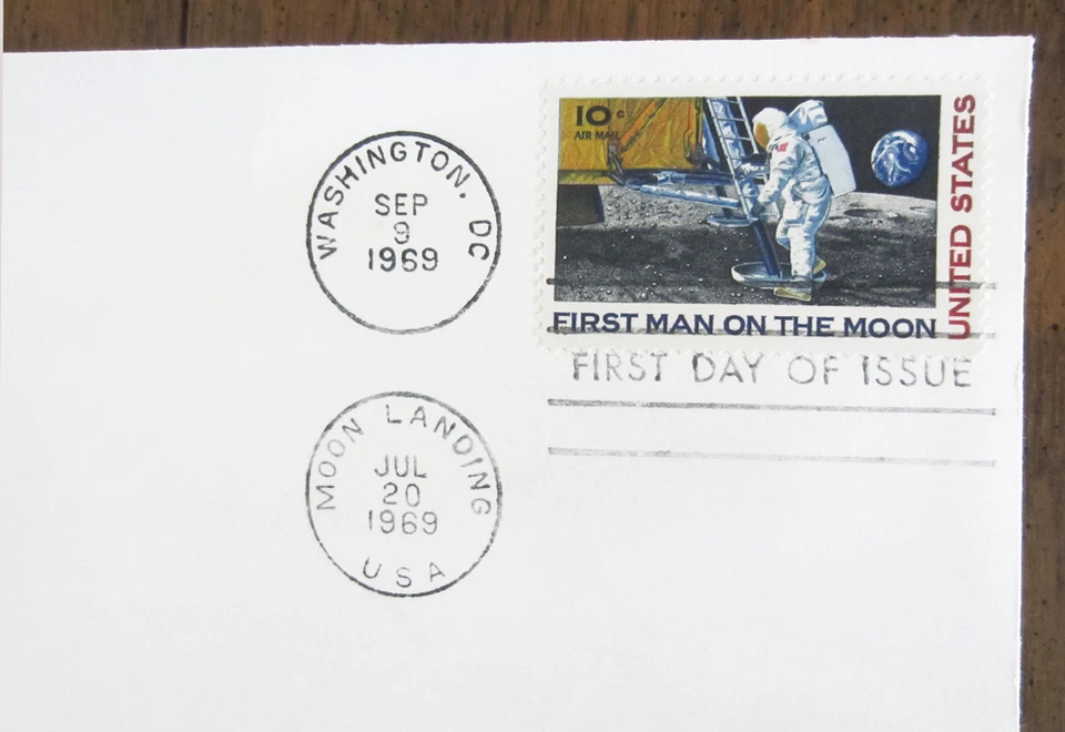 FIRST MAN ON THE MOON First Day of Issue Stamp on Envelope Postmarked 1969 - Image 2 of 3