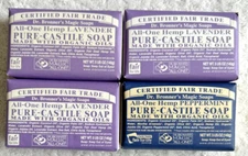Dr Bronner's All-One Hemp Various Scents Pure-Castile Bar Soap 4 NEW SEALED BARS