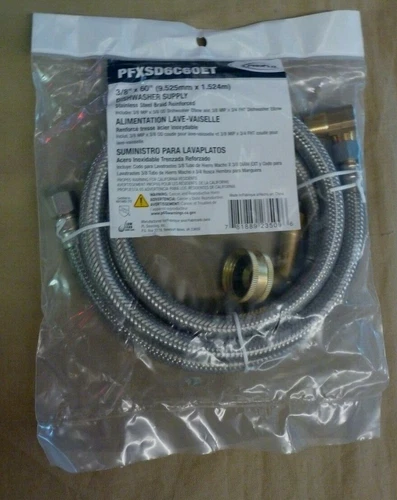 Proflo PFXSD6C60ET Stainless Steel 3/8" X 60" Dishwasher Supply Connector Kit - Picture 1 of 2