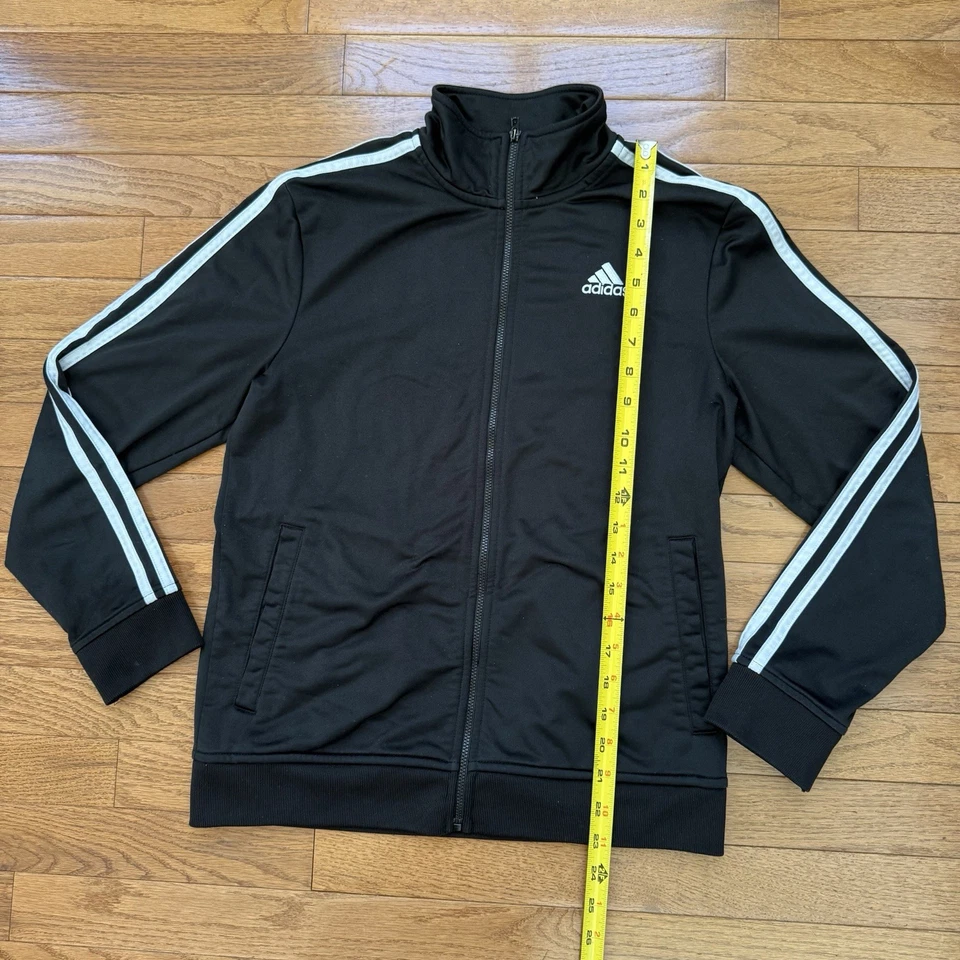 Adidas Chaqueta de Pista Jóvenes Niños Grande 14/16 Negro Gris Cremallera Completa Parque Infantil Deportes Foto 3 de 4