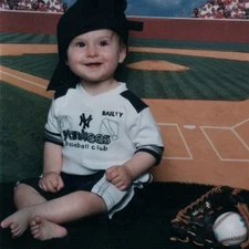 Cute Sports Kid Portrait Photo Bailey Name New York Yankees Baseball Club Child