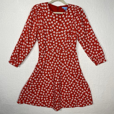 #ad #ad Draper James Fit and Flare 3 4 Sleeve Dress Poppy Floral Red Size 2 $19.99