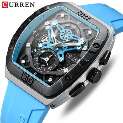 CURREN Men Rectangle Watch Chronograph Multifuction Wristwatch Male Sport Watch