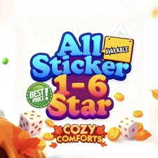 Monopoly GO 1-6 Star Stickers (COZY COMFORTS) | All Available⚡ Fast Ship