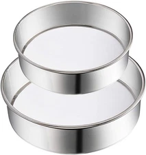 2 Pack Flour Sifter,Stainless Steel Fine Mesh Strainers Sieve,60 Silver 