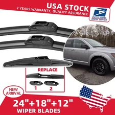 Set of 24" 18" 12" Front&Rear Windshield Wiper Blades For 2019-22 Dodge Journey