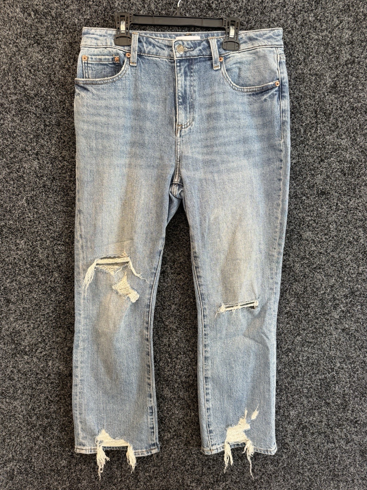 Pistola Jeans Womens 28 Blue Stretch Distressed Raw Hem Crop Denim Pants Holes
