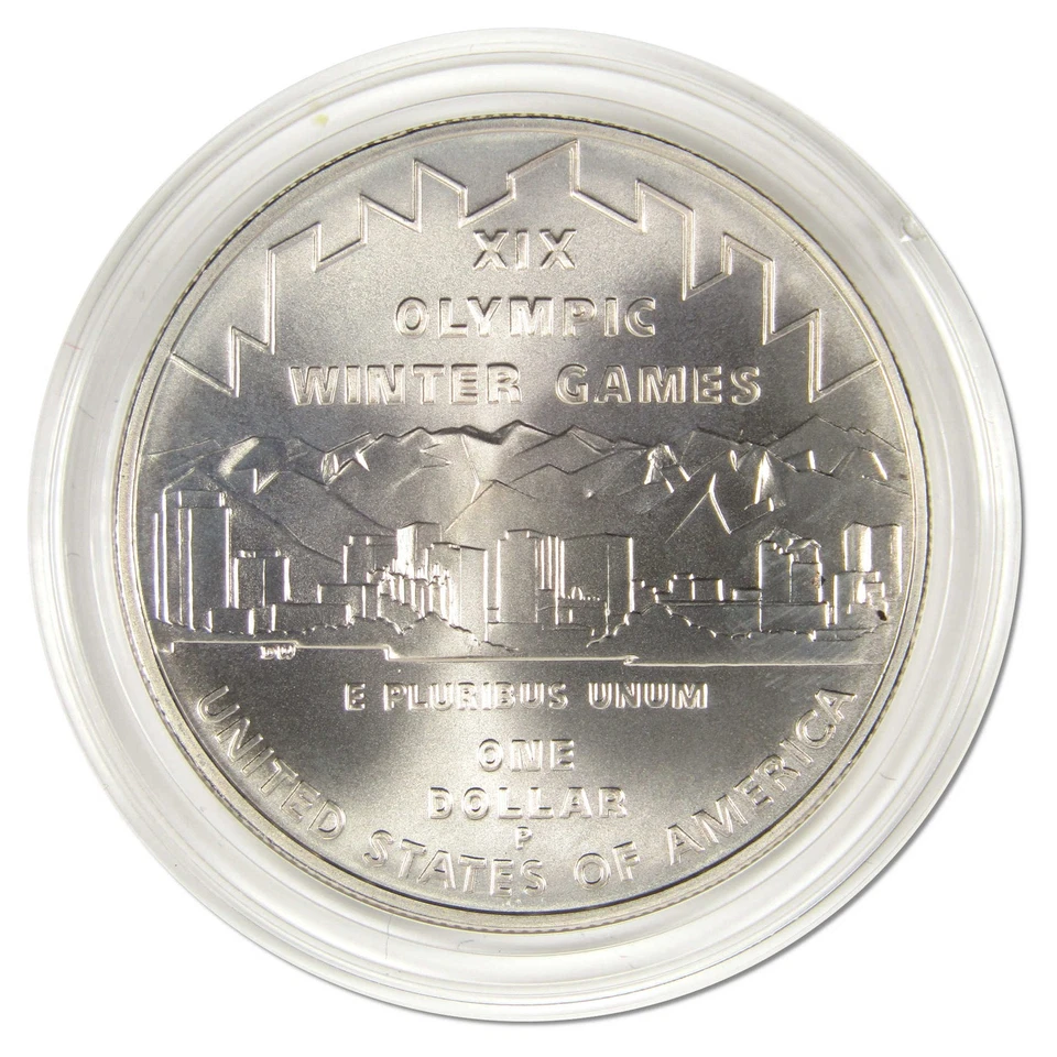 Salt Lake City Olympic Games Commemorative 2002 P BU Silver $1 OGP COA - Image 3 of 4
