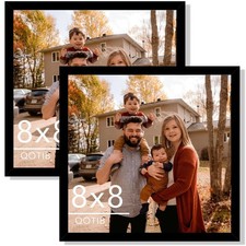 2 Packs 8x8 Picture Frame Black, Engineered Wood 8 X 8 Photo Frame, 8 by 8 Photo