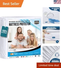 Waterproof Mattress Protector Twin Size,  Terry Mattress Cover 200 GSM, Breat...