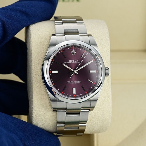 Rolex Oyster Perpetual 41 Orologio 41MM Viola Indice Indicatori Ore Quadrante Acciaio Inox... - Foto 7 di 10