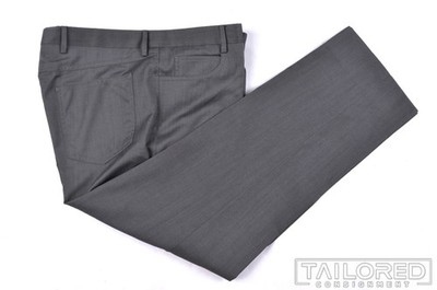 ZANELLA Dustin Gray Striped 100% Wool Mens Luxury Pants Trousers - 36