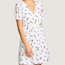 Madewell Mini Dress Button Front 8 White Floral Cottagecore Boho Coquette Summer