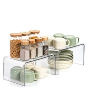 Clear Cabinet Organizer, Shelf Organizer Set of 2 for Kitchen Pantry Organize...