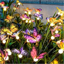 Solar Garden Lights Outdoor Swaying Butterfly Waterproof Yard Decor Lamp Pathway