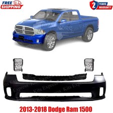 Front Bumper Cover Fascia Fog Light Assembly Kit For 2013-2018 Dodge Ram 1500 Front Bumper Cover Fascia Fog Light Assembly Kit For 2013-2018 Dodge Ram 1500
