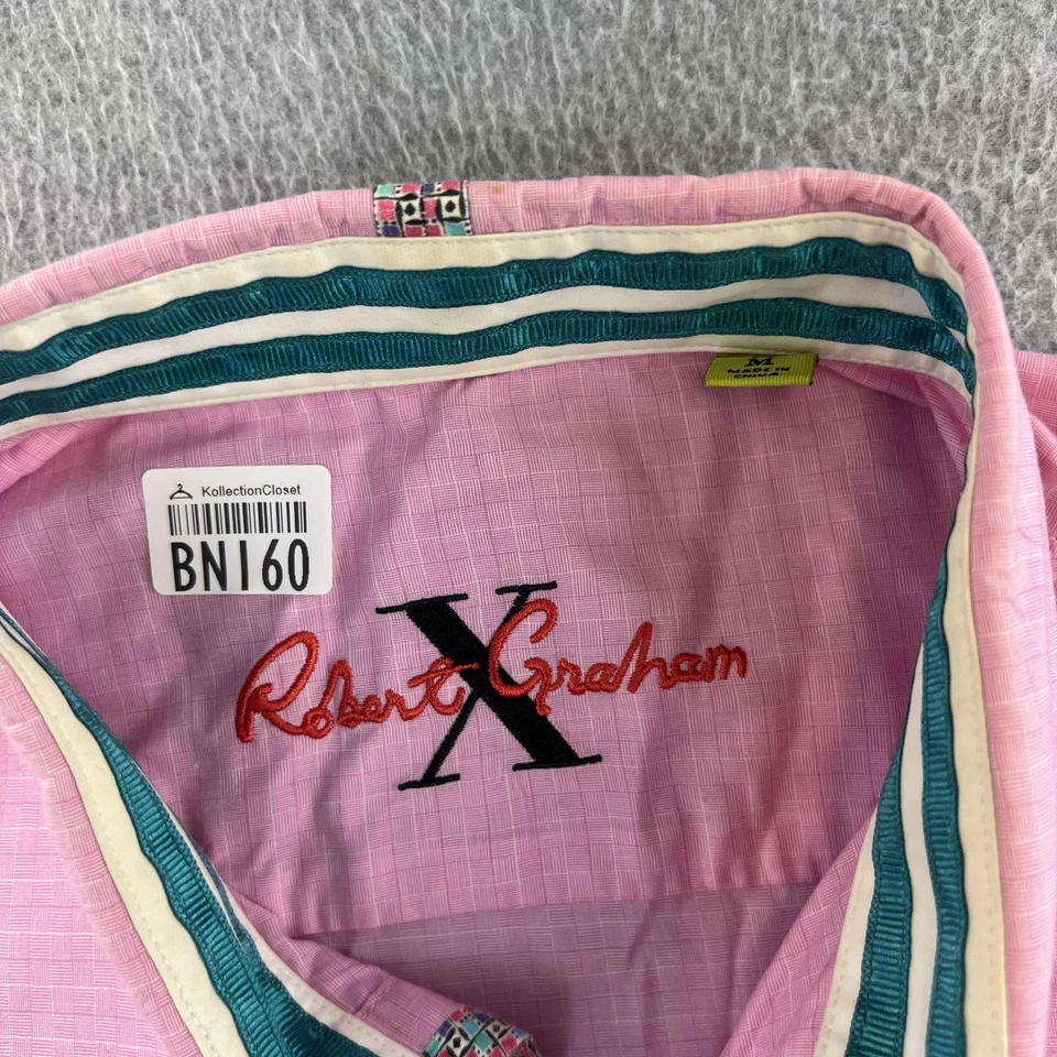 Camisa Robert Graham X Para Hombre Mediana Rosa Calce A Medida Manga Larga Vestido Abotonado Foto 4 de 4