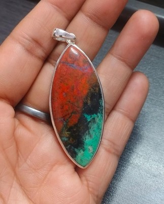 Natürlicher roter Sonora Jaspis Edelstein 925 Silber Jubiläum Anhänger...